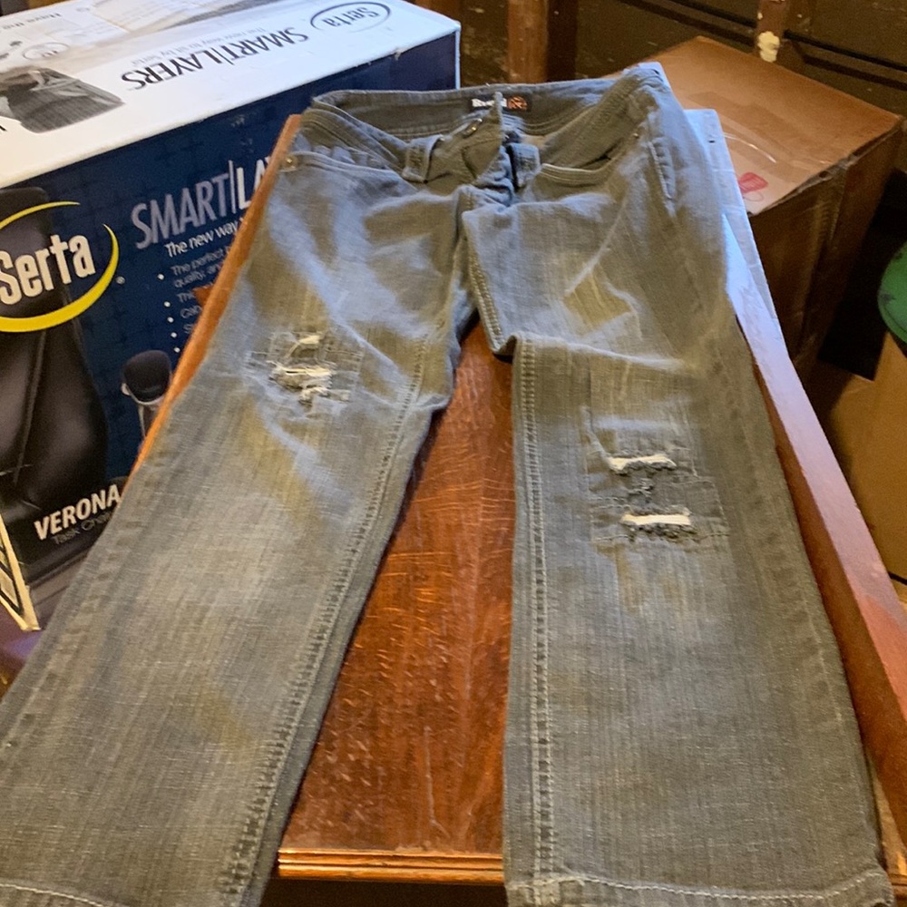 Rewind brand faded black jeans with holes in knees